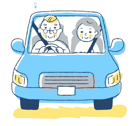 高齢者が車を運転している様子